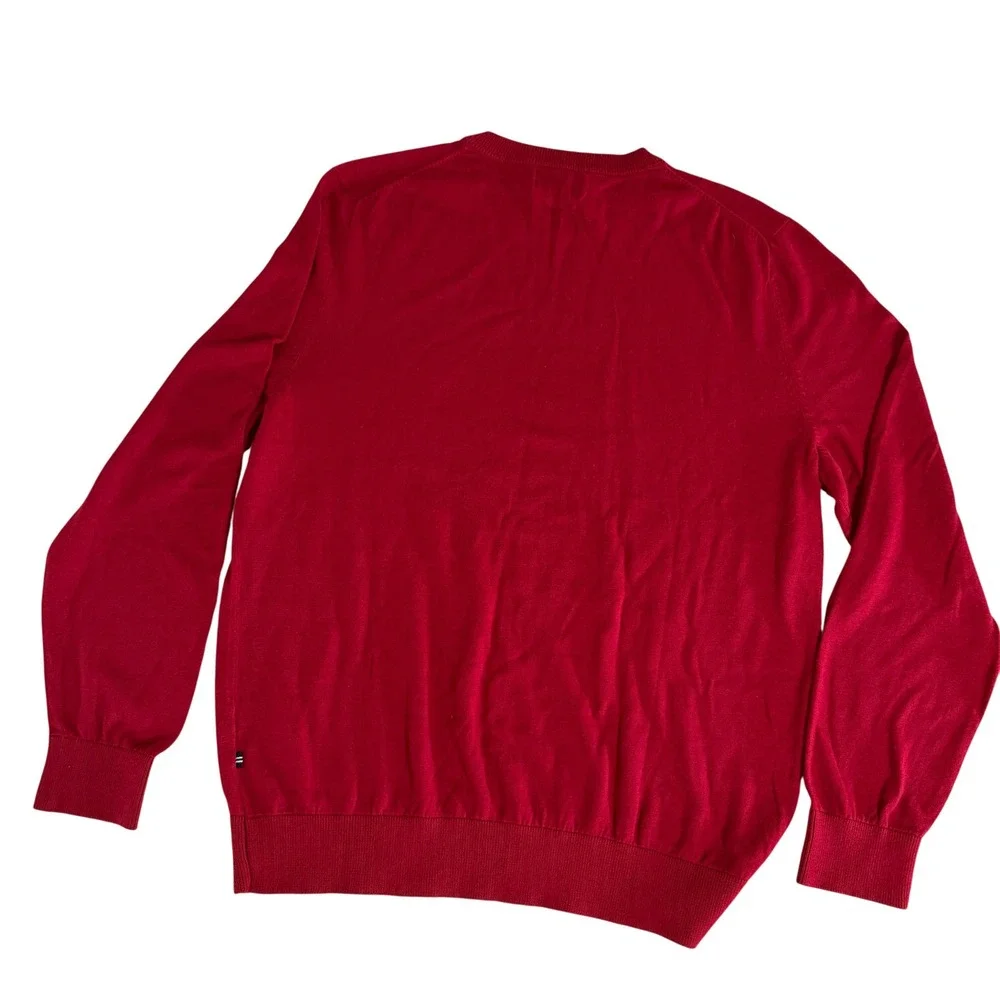 Nautica Men's Red Crew Neck Long Sleeve Sweater Luxury Performance Size L